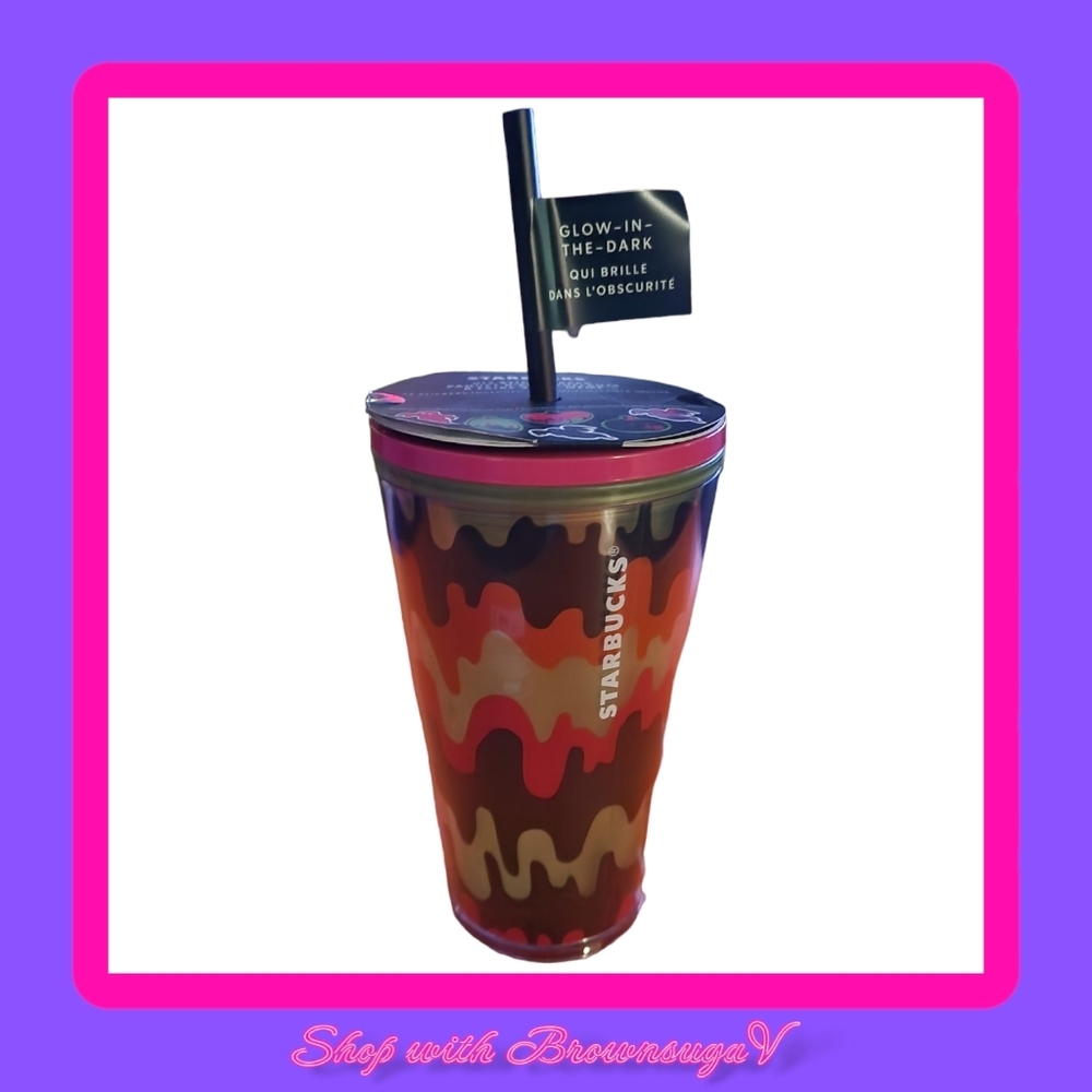 Starbucks Halloween 2023 Multicolor Drip Glow In The Dark 16 Oz Cold Cup Tumbler